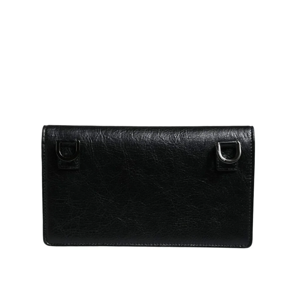 Dolce & Gabbana Black Leather DG Logo Bifold Card Slot Crossbody Bag - Picture 4 of 6